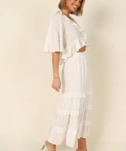 PUP4 Sheridan Ruffle Maxi Skirt - White