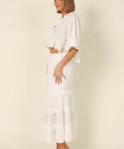 PUP4 Sheridan Ruffle Maxi Skirt - White