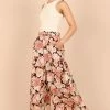 PUP50 Tamara High Waisted Wide Leg Pants - Peach Floral Wedding Guest