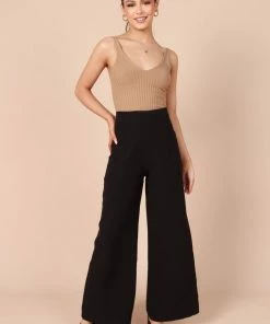 PUP52 Tommy High Waisted Wide Leg Pants - Black Clothing