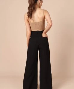 PUP52 Tommy High Waisted Wide Leg Pants - Black Clothing