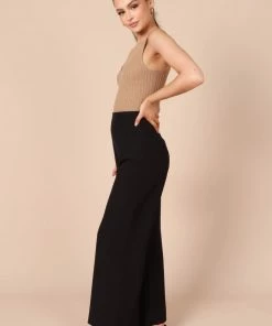 PUP52 Tommy High Waisted Wide Leg Pants - Black Clothing
