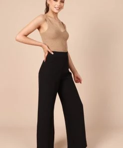 PUP52 Tommy High Waisted Wide Leg Pants - Black Clothing