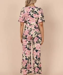 PUP52 Tonya High Waist Wide Leg Pants - Navy Clothing