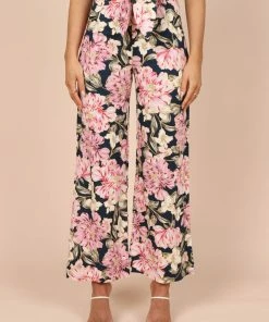 PUP52 Tonya High Waist Wide Leg Pants - Navy Clothing