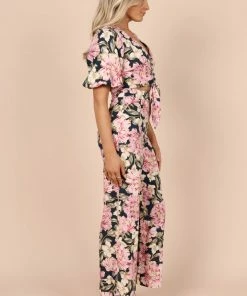 PUP52 Tonya High Waist Wide Leg Pants - Navy Clothing