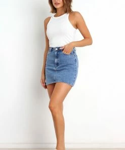 PUP54 Watson Skirt - Mid Blue Wash Clothing