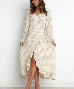 PUP51 Ada Dress - Beige Gingham