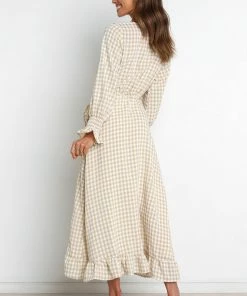 PUP51 Ada Dress - Beige Gingham