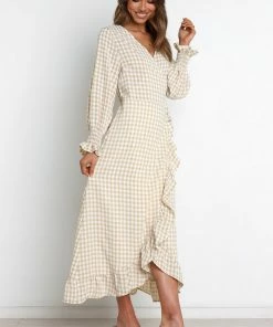 PUP51 Ada Dress - Beige Gingham
