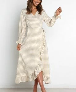 PUP51 Ada Dress - Beige Gingham