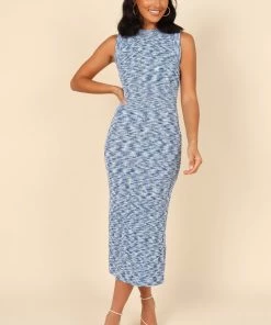 PUP4 Addison Knitted Midi Dress - Blue