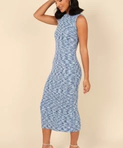 PUP4 Addison Knitted Midi Dress - Blue
