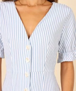 PUP4 Alisha Button Up Dress - Blue Stripe