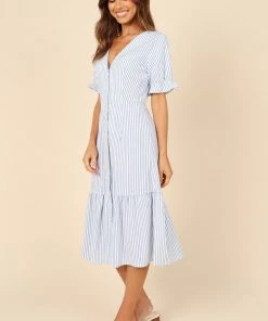 PUP4 Alisha Button Up Dress - Blue Stripe