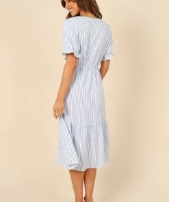 PUP4 Alisha Button Up Dress - Blue Stripe