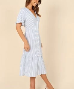 PUP4 Alisha Button Up Dress - Blue Stripe
