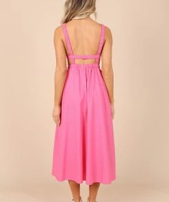 PUP3 Aubrey Cutout Midi Dress - Pink Dresses