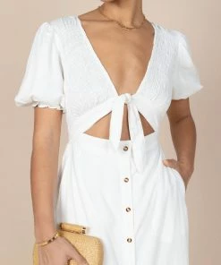 PUP8 Belle Button Up Dress - White Dresses