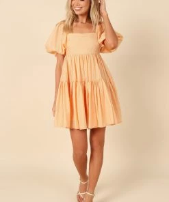 PUP66 Brianna Tie Back Mini Dress - Orange Dresses