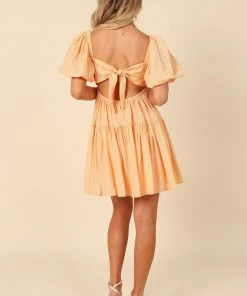 PUP66 Brianna Tie Back Mini Dress - Orange Dresses
