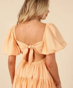 PUP66 Brianna Tie Back Mini Dress - Orange Dresses