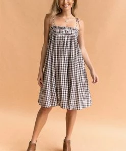 PUP52 Burke Dress - Brown Gingham