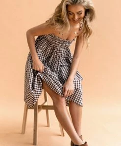 PUP52 Burke Dress - Brown Gingham