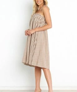 PUP52 Dresses Burke Dress - Tan Gingham