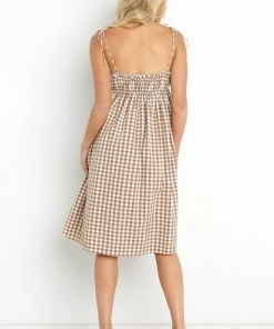 PUP52 Dresses Burke Dress - Tan Gingham