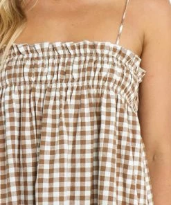 PUP52 Dresses Burke Dress - Tan Gingham