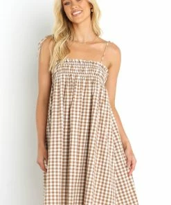 PUP52 Dresses Burke Dress - Tan Gingham