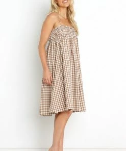 PUP52 Dresses Burke Dress - Tan Gingham