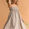 PUP52 Dresses Burke Dress - Tan Gingham