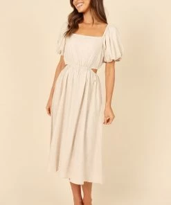 PUP8 Claudette Midi Dress - Beige Dresses
