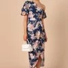 PUP44 Cleobella One Shoulder Midi Dress - Navy Floral