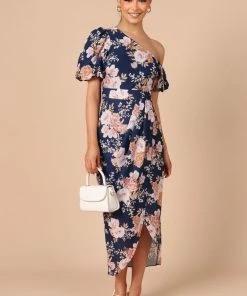 PUP44 Cleobella One Shoulder Midi Dress - Navy Floral