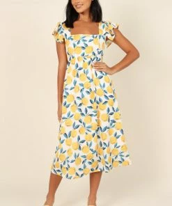 PUP61 Diyana Dress - Lemon Print Dresses