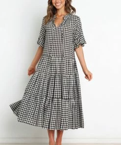 PUP49 Dunshee Dress - Black Gingham Dresses