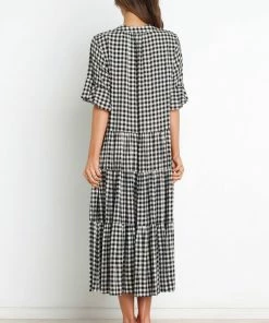 PUP49 Dunshee Dress - Black Gingham Dresses