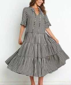 PUP49 Dunshee Dress - Black Gingham Dresses