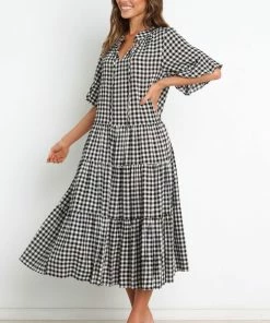 PUP49 Dunshee Dress - Black Gingham Dresses