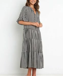 PUP49 Dunshee Dress - Black Gingham Dresses