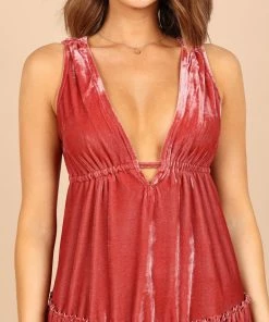 PUP64 Eddie Tiered Velvet Mini Dress - Ginger