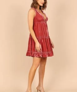 PUP64 Eddie Tiered Velvet Mini Dress - Ginger