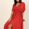PUP64 Dresses Elsie Batwing Midi Dress - Rust