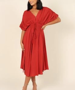 PUP64 Dresses Elsie Batwing Midi Dress - Rust