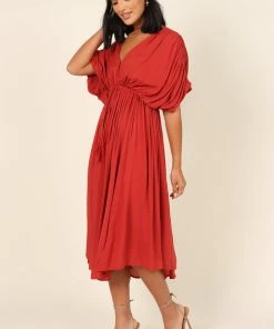 PUP64 Dresses Elsie Batwing Midi Dress - Rust
