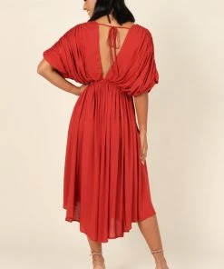 PUP64 Dresses Elsie Batwing Midi Dress - Rust