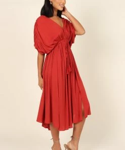 PUP64 Dresses Elsie Batwing Midi Dress - Rust